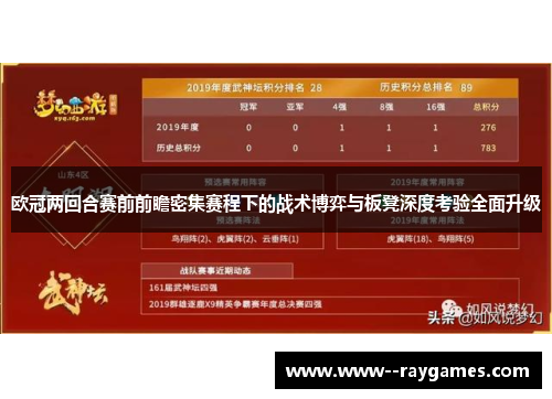 欧冠两回合赛前前瞻密集赛程下的战术博弈与板凳深度考验全面升级 欧冠两回合赛前前瞻密集赛程下的战术博弈与板凳深度考验全面升级
